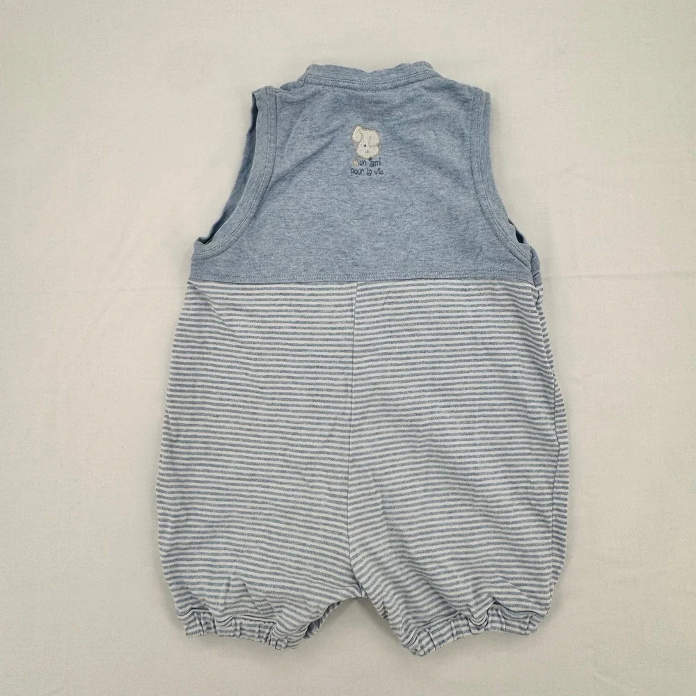 Vintage Absorba Baby 100% Cotton Striped Sleeveless Romper Size 24M Dog Pocket